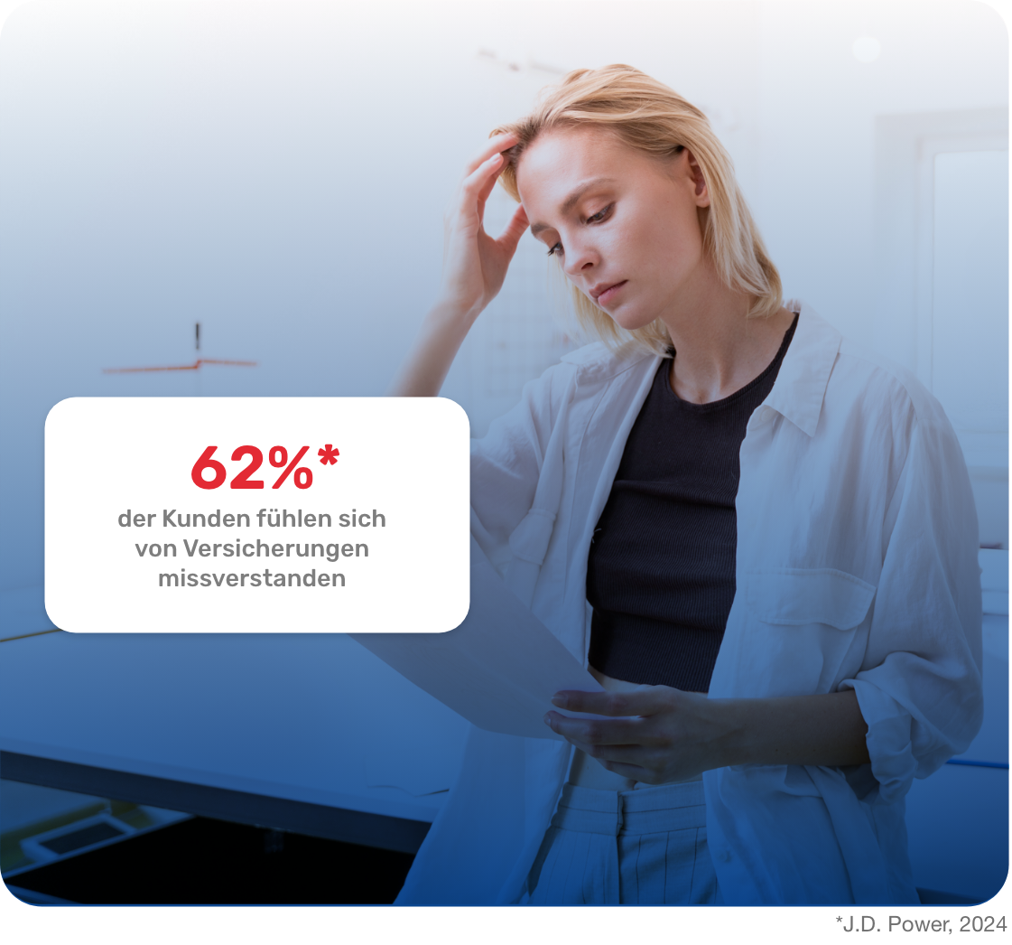 Frustrierte Frau, 62% der Kunden fühlen sich von Versicherungen missverstanden