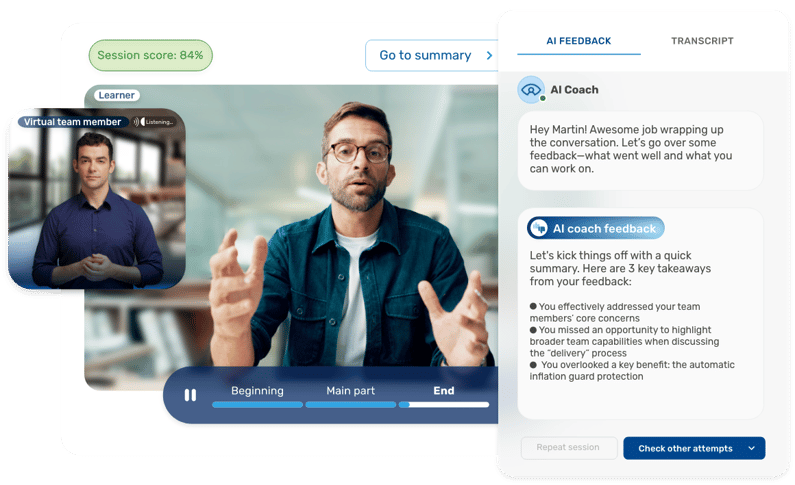 Retorio - AI coaching Platform - Leadership training scenario