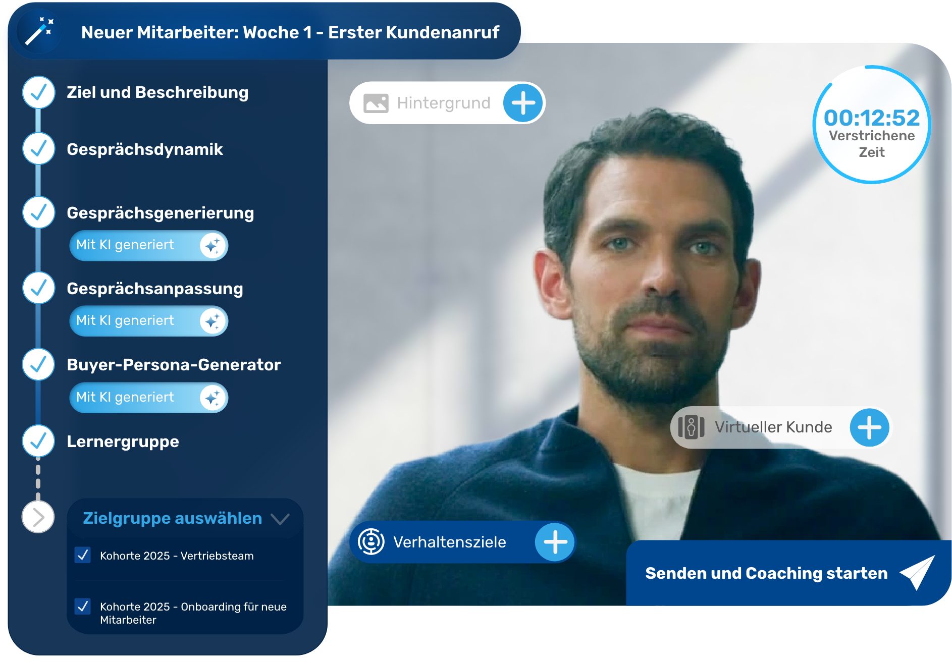 KI-Coaching-Plattform zur Erstellung eines Onboarding-Trainings für neue Mitarbeiter.