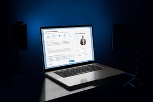 A training manager generating coaching section with her laptop at the cafe